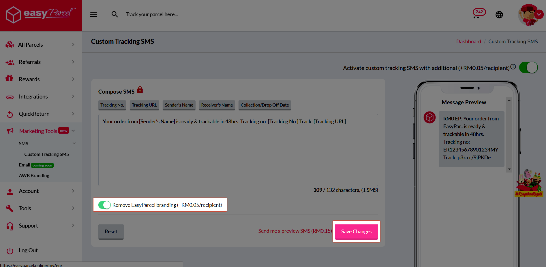 Step 3: You can choose to remove EP branding.