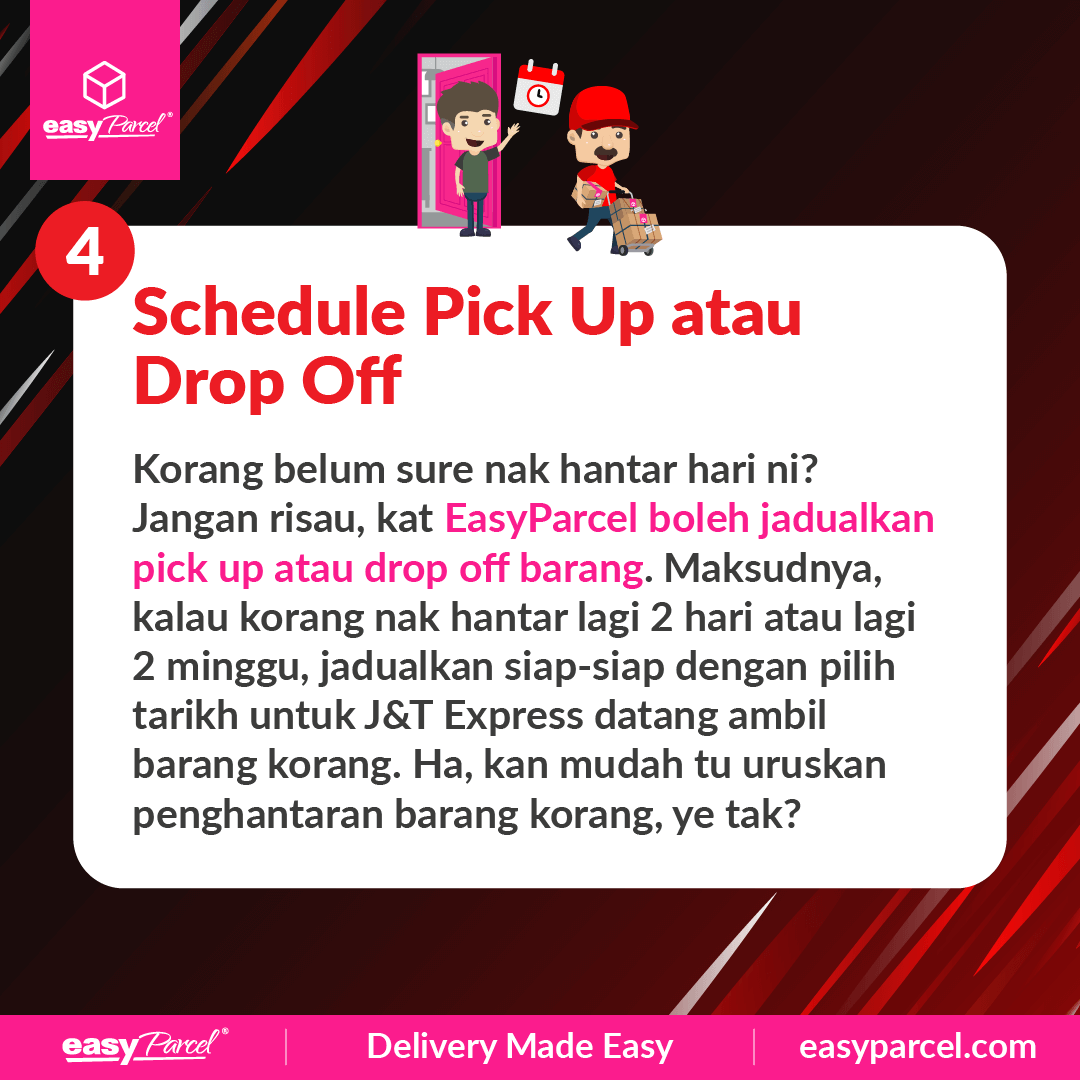 Schedule pick up atau drop off