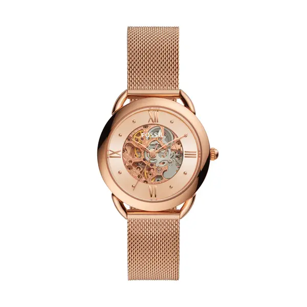 fossil women rose gold stainless steel mesh watch reward