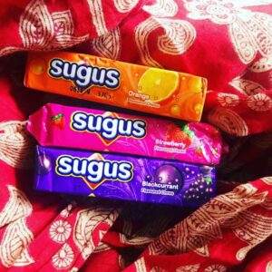 Soft, square-shaped candies wrapped in colourful paper.
