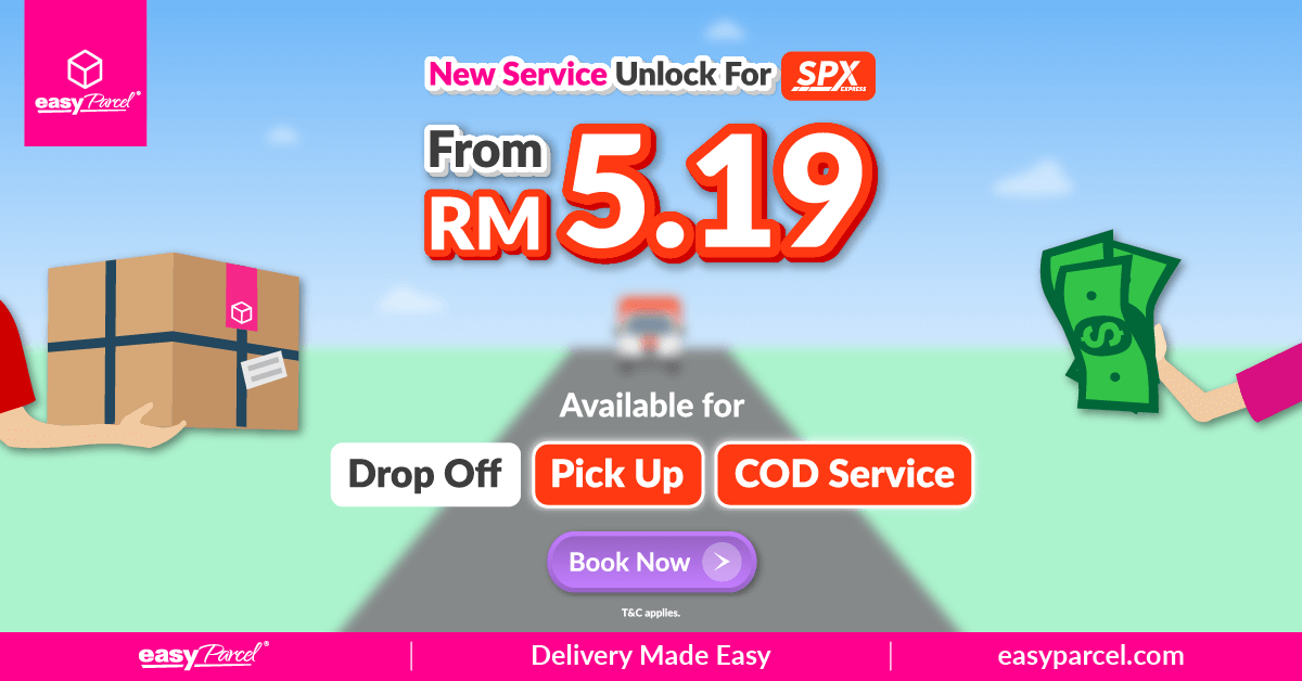 SPX Express in EasyParcel with free pickup, drop off and COD from RM.519