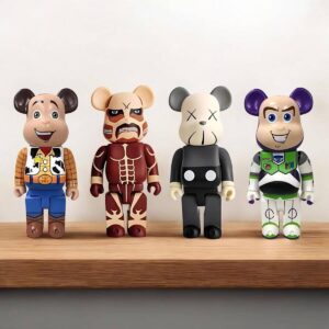 Bearbrick figures look like blocky bears and often have cool designs or special collaborations with famous brands.