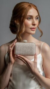 The clutch bag is a small, handheld bag that you usually carry in your hand.