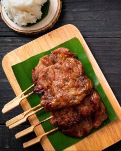 Thai grilled pork skewers.
