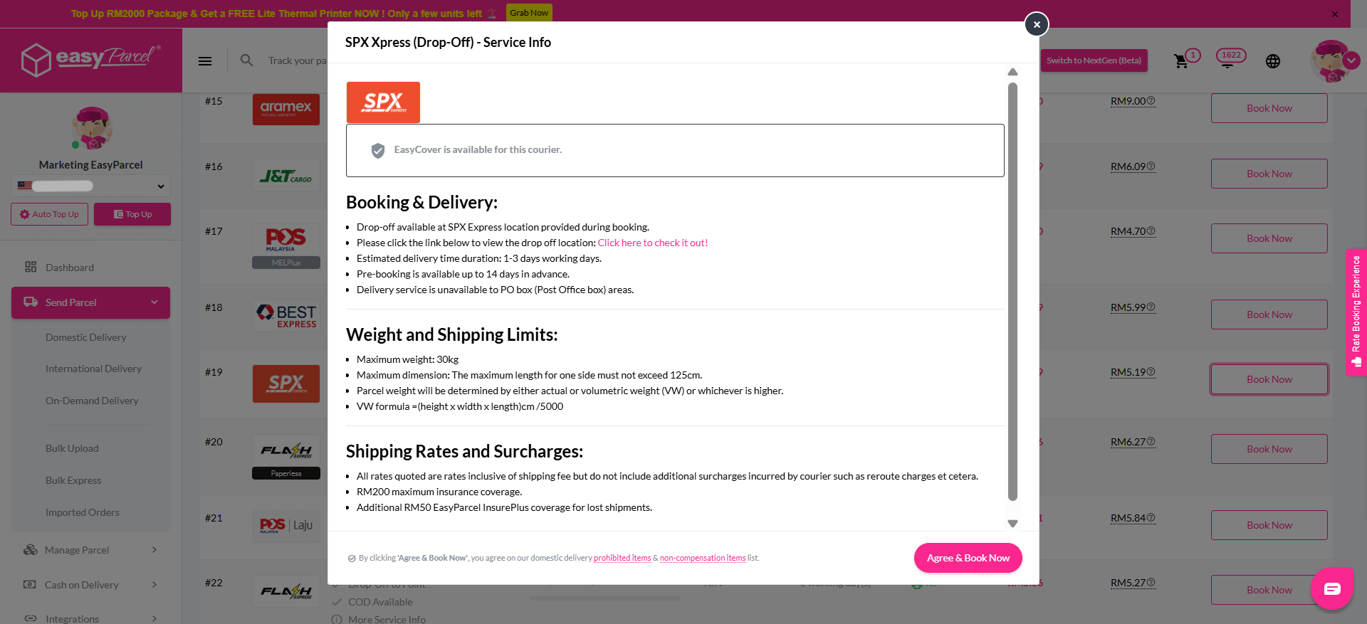 SPX Express in EasyParcel