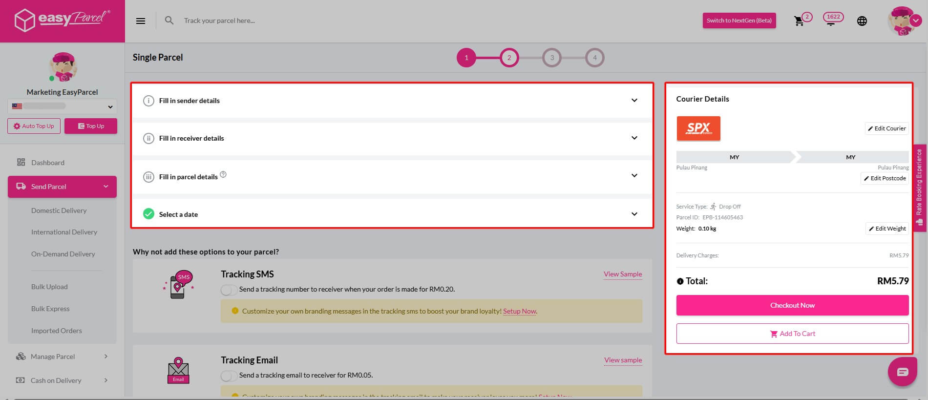 SPX Express in EasyParcel