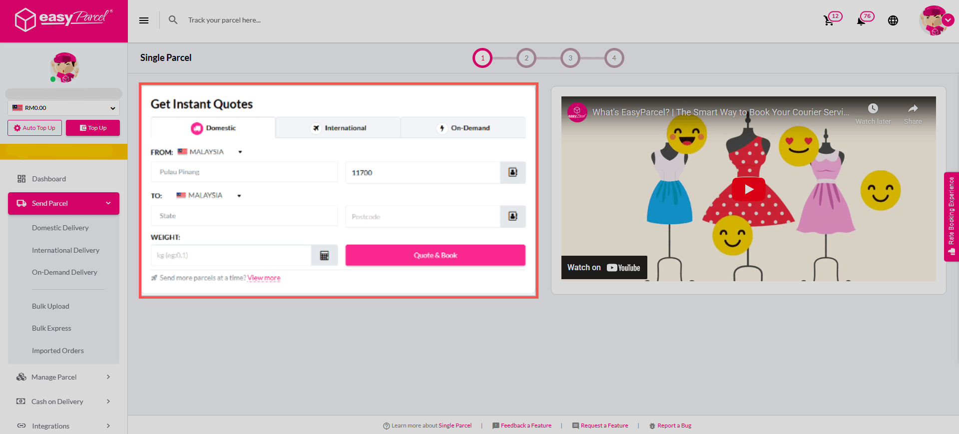 Get Instant Quote in EasyParcel