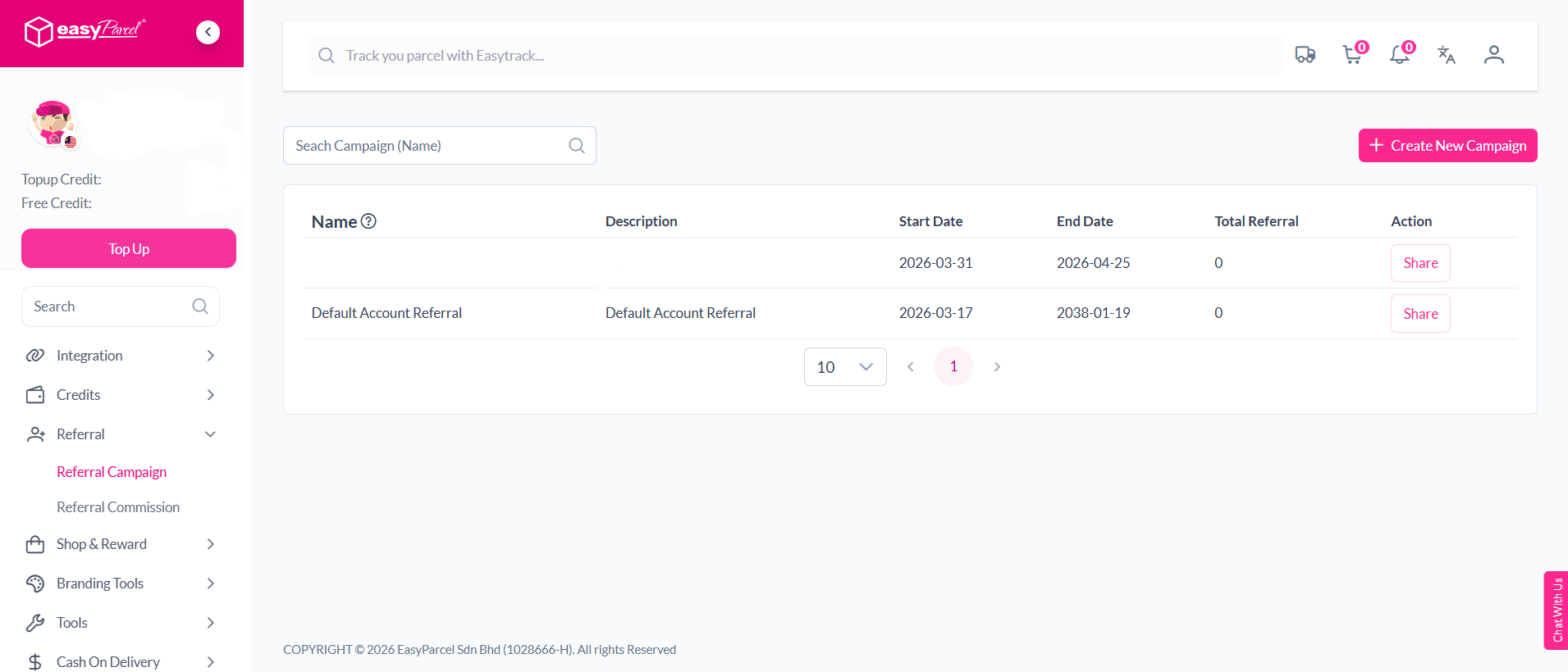 You can view all your referral status