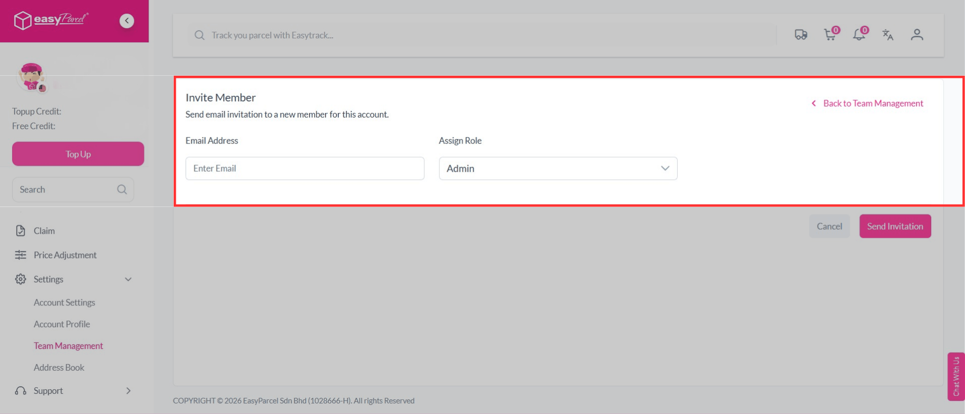 Team management - assign roles
