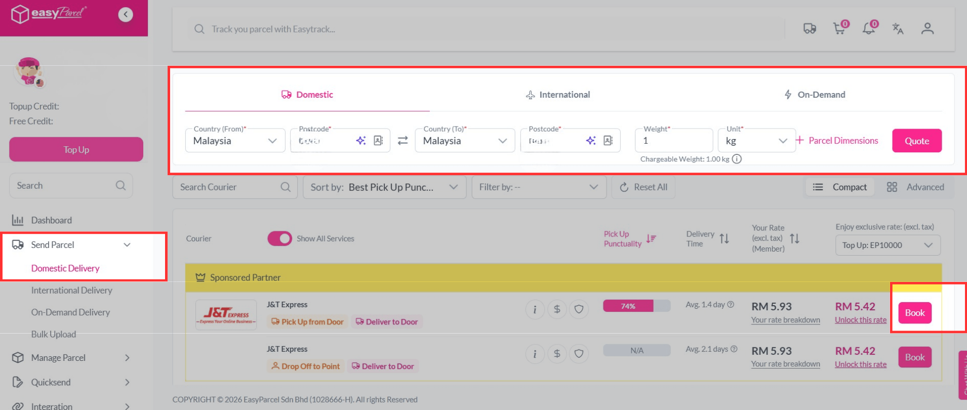 Book parcel as usual