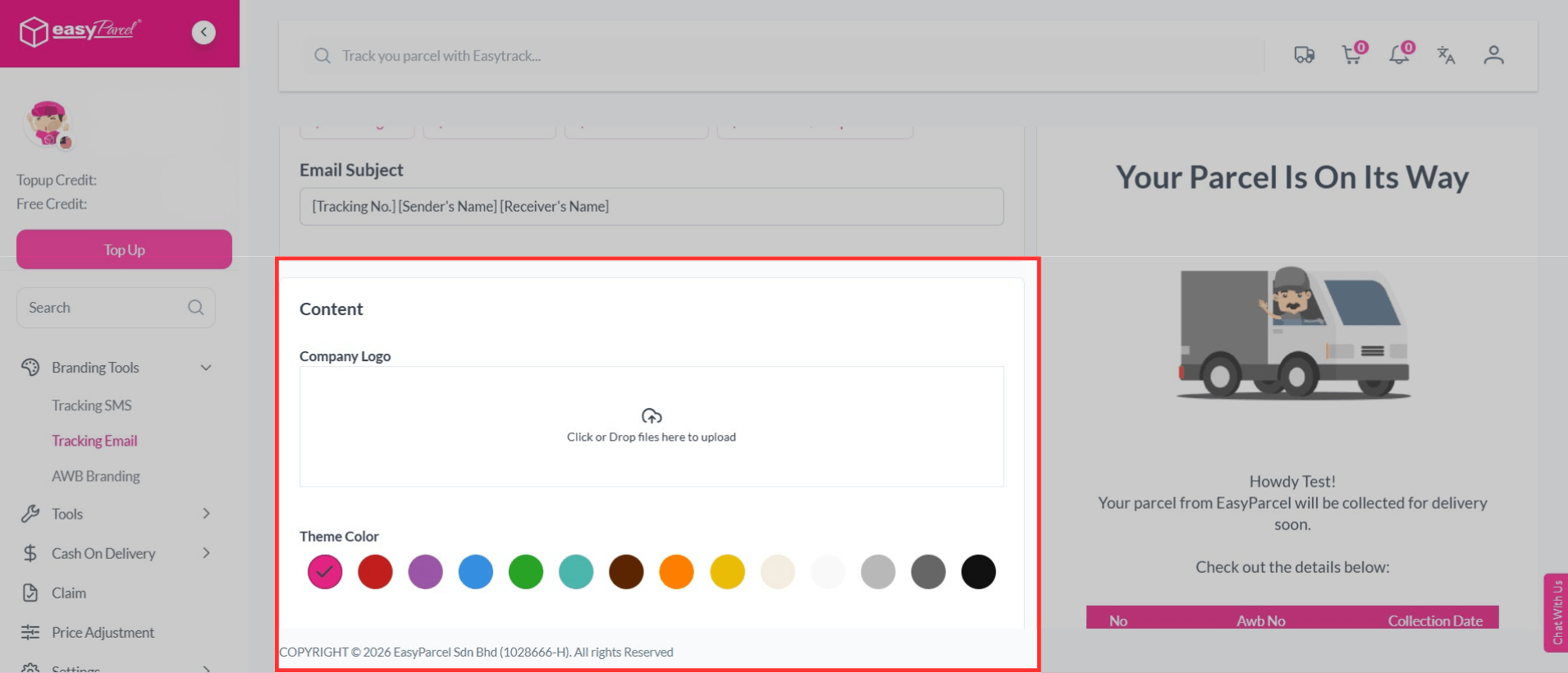 Put own business logo and decide your theme color