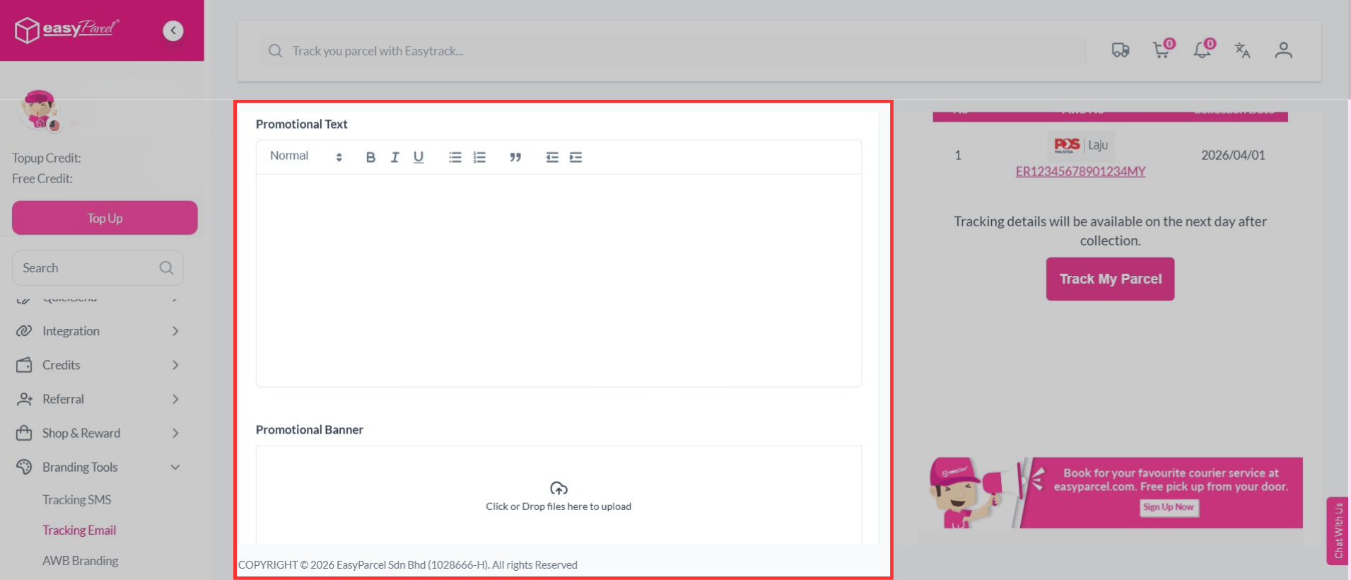 Insert your promotional text and banner