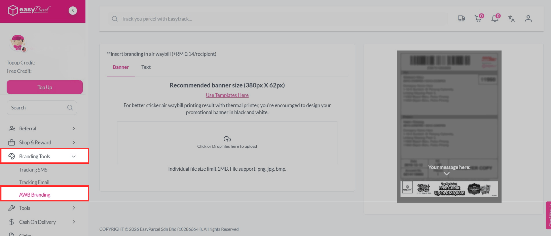 Air waybill branding