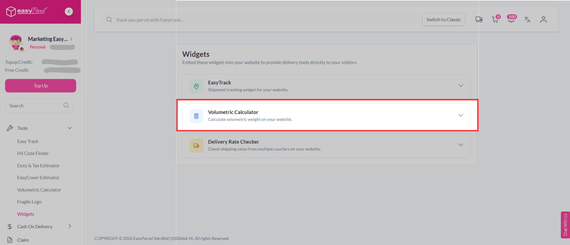 Volumetric Calculator