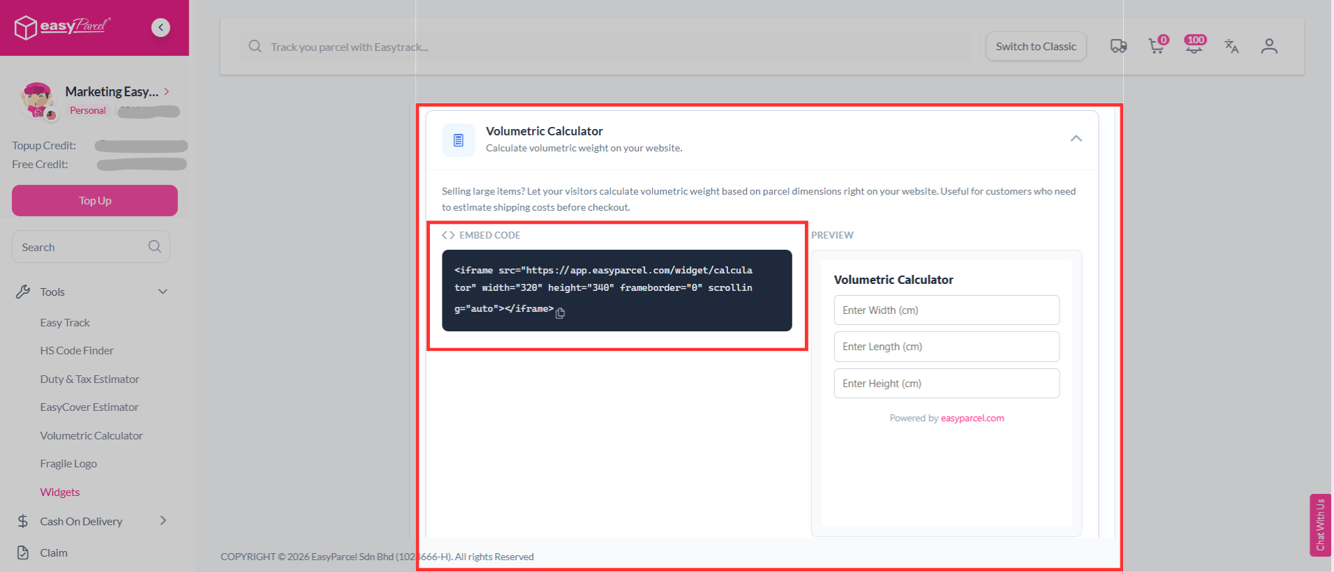 Volumetric Calculator