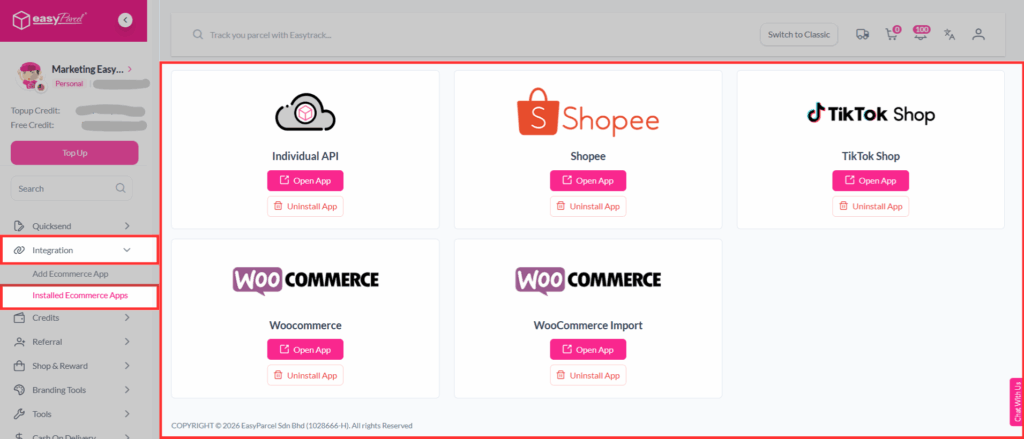 Integration - Install ECommerce Apps