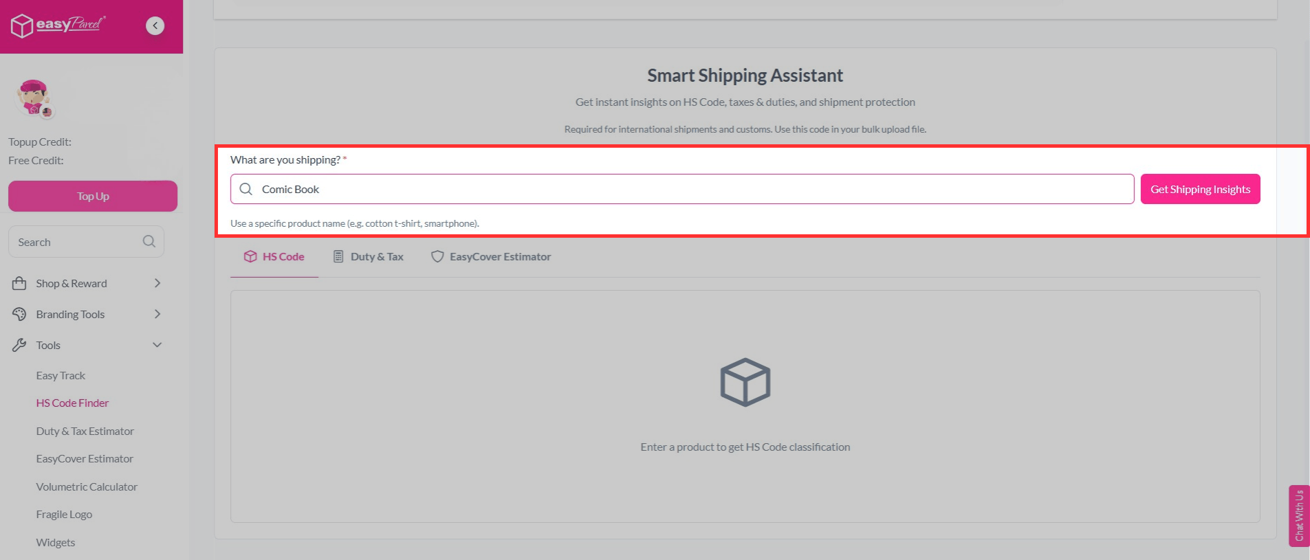 HS Code Finder - Fill item name