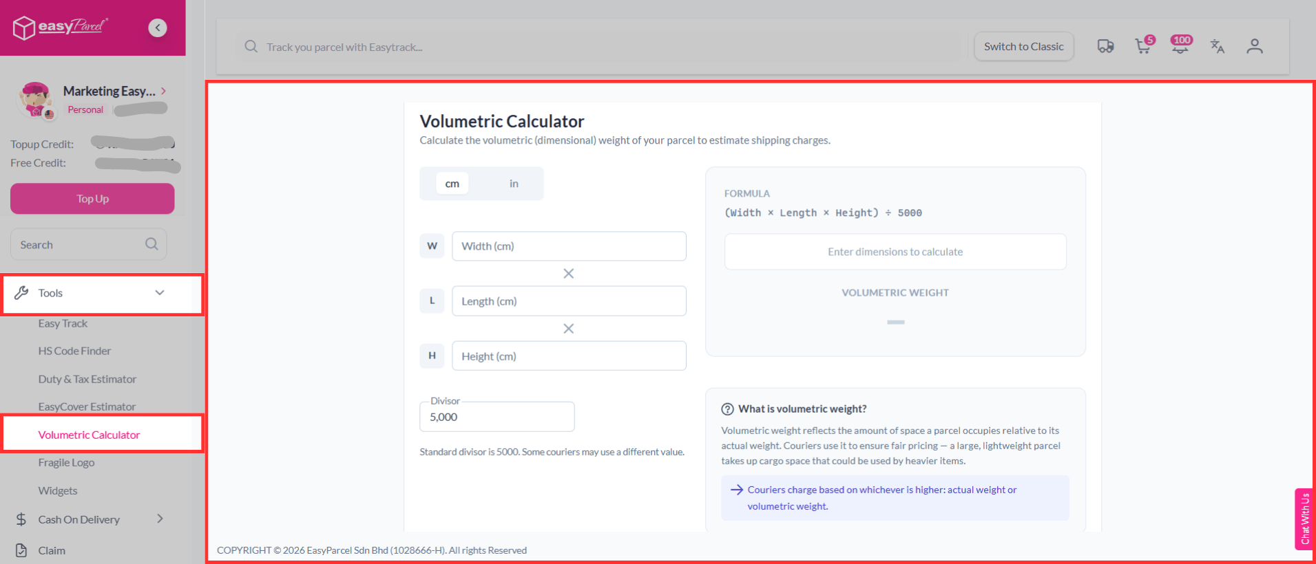 Volumetric Caculator