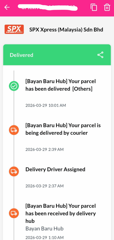 Track parcel - EasyParcel Mobile App