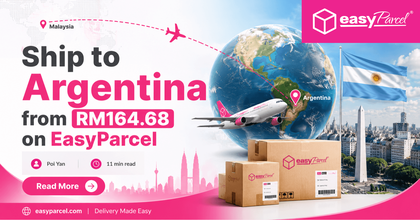 Ship to Argentina from RM164.68 on EasyParcel