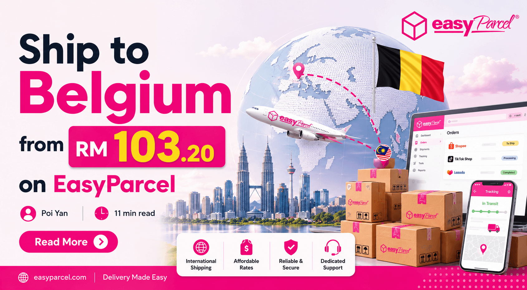 Ship to Belgium from RM103.20 on EasyParcel