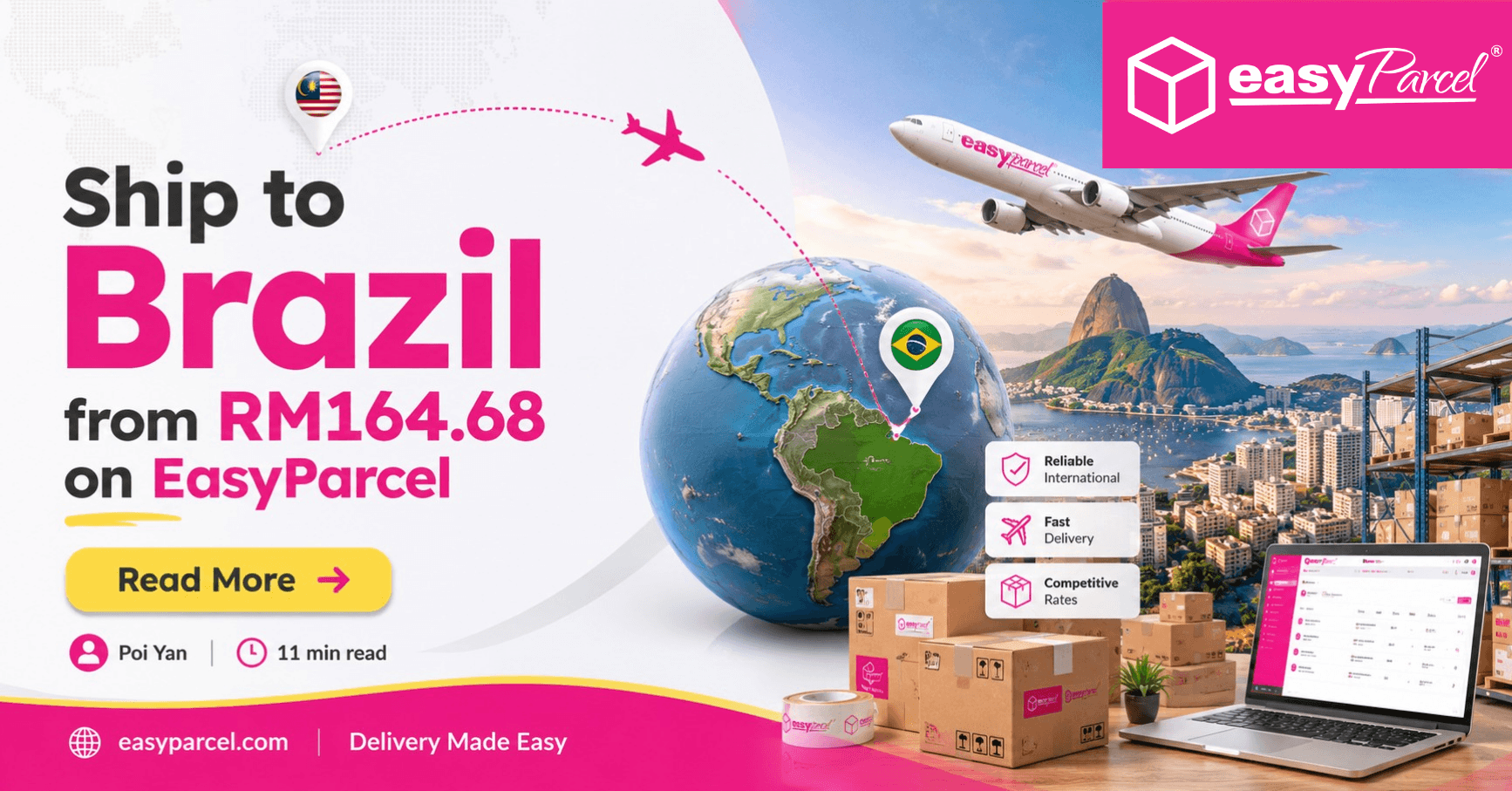 Ship to Brazil from RM164.68 on EasyParcel