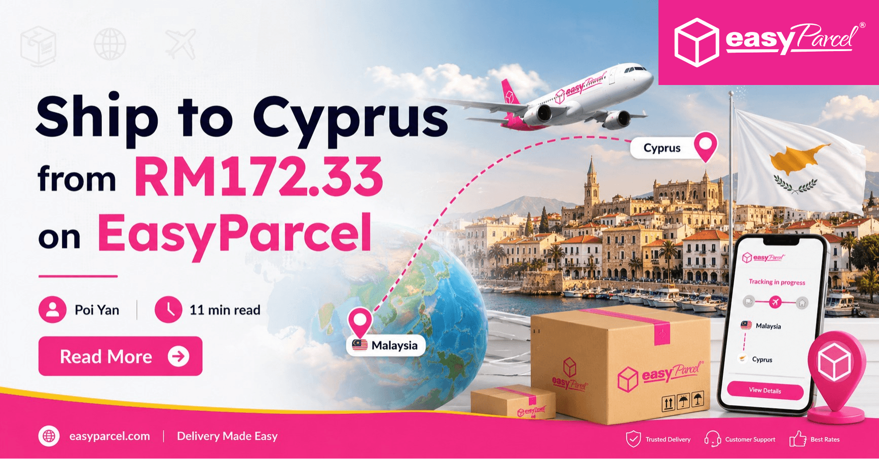 Ship to Cyprus from RM172.33 on EasyParcel