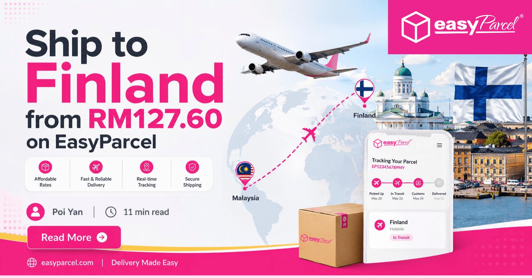 Ship to Finland from RM127.60 on EasyParcel