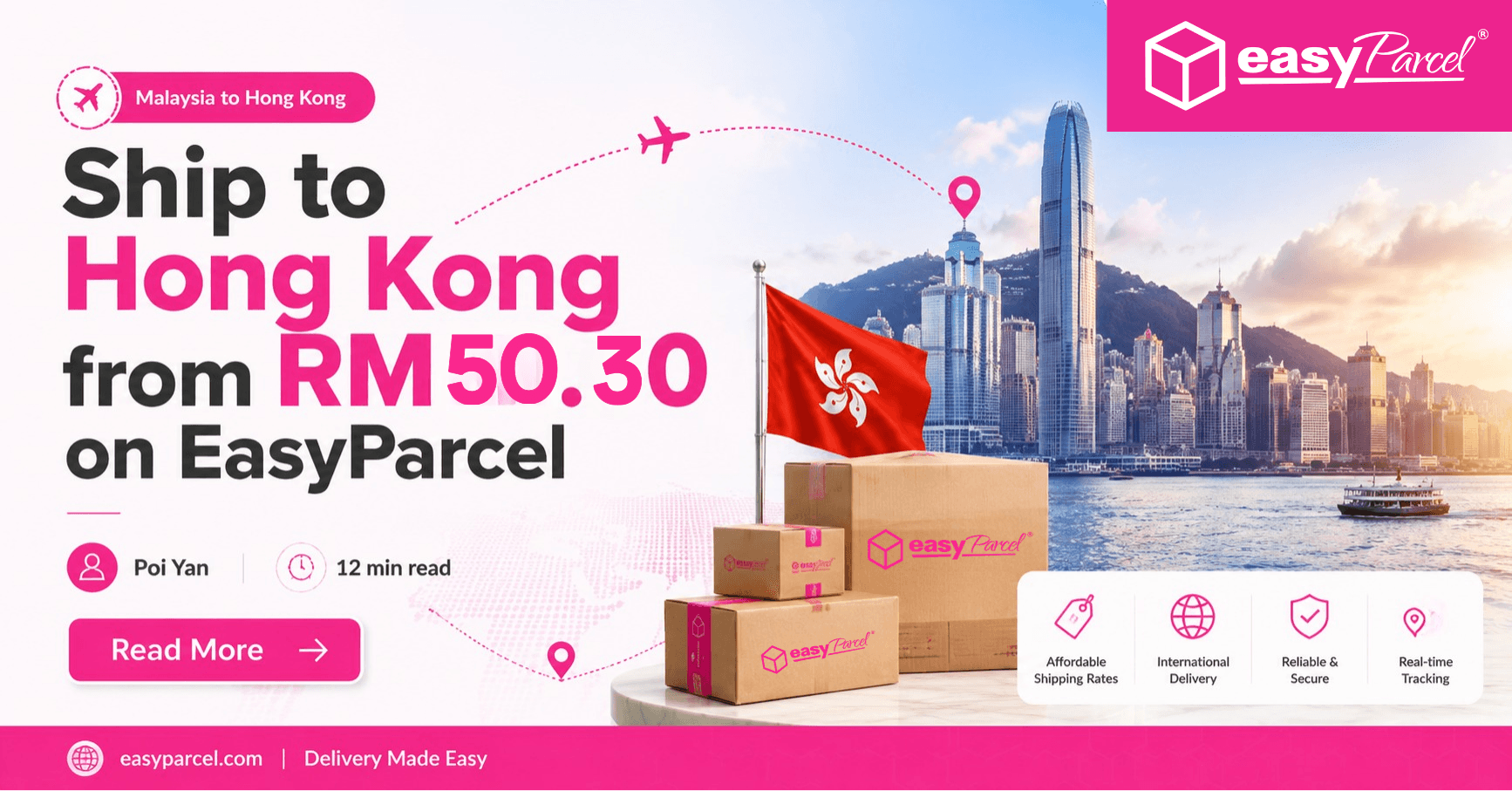 Ship to Hong Kong from RM50.30 on EasyParcel