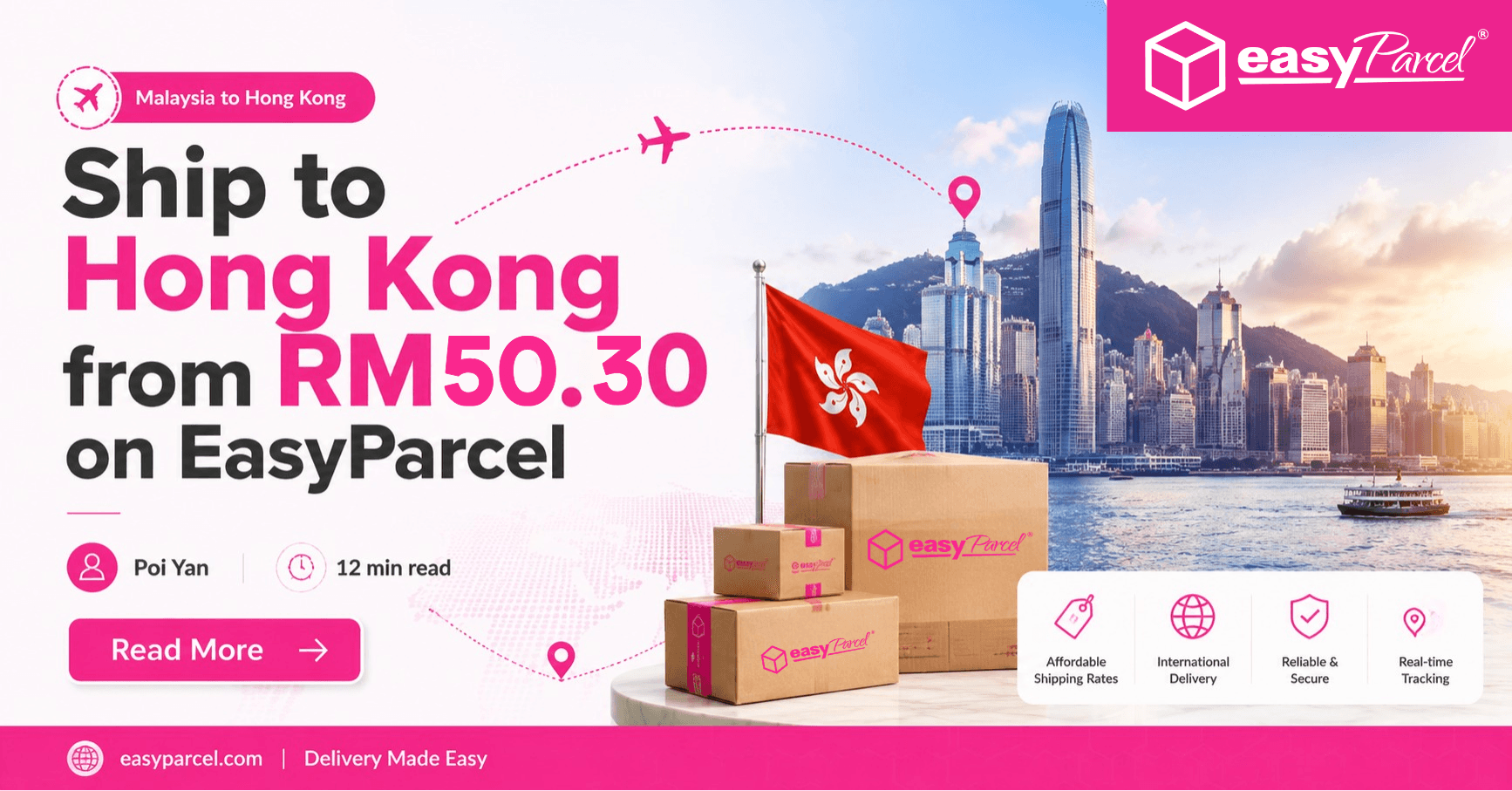 Ship to Hong Kong from RM50.30 on EasyParcel