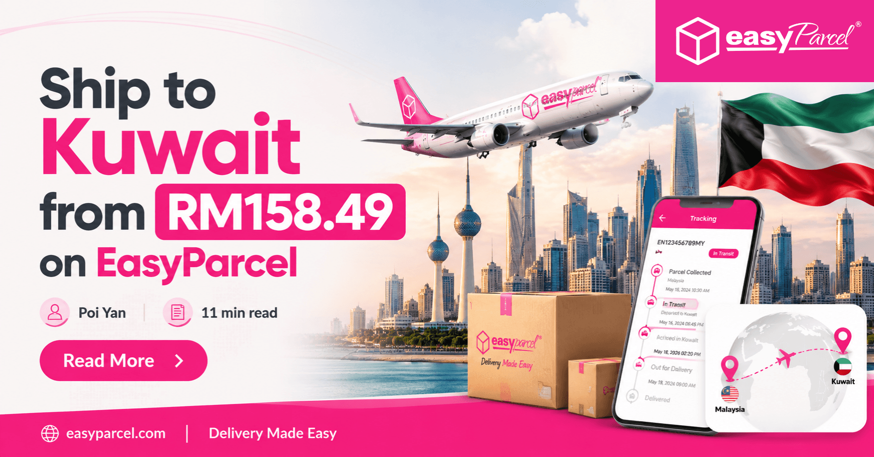 Ship to Kuwait from RM158.49 on EasyParcel