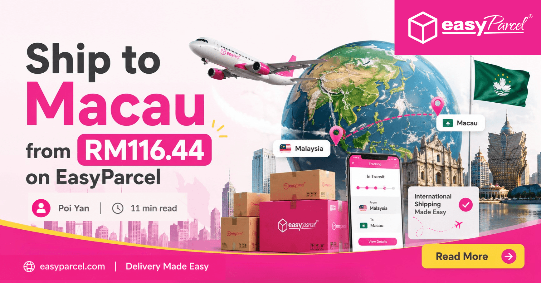 Ship to Macau from RM116.44 on EasyParcel