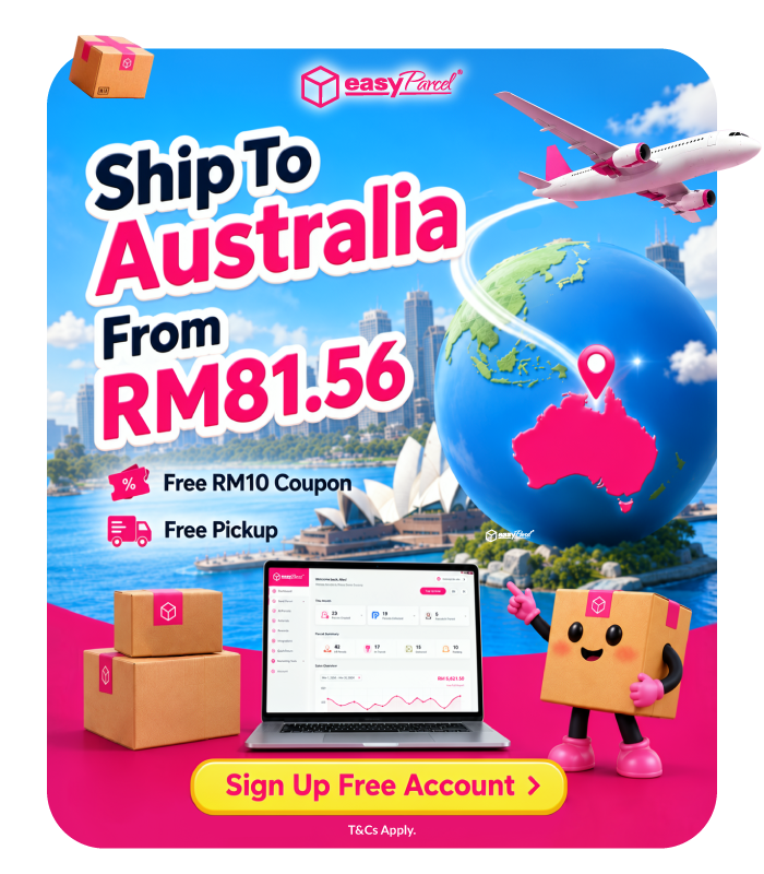 Ship to Australia From RM81.56 at EasyParcel