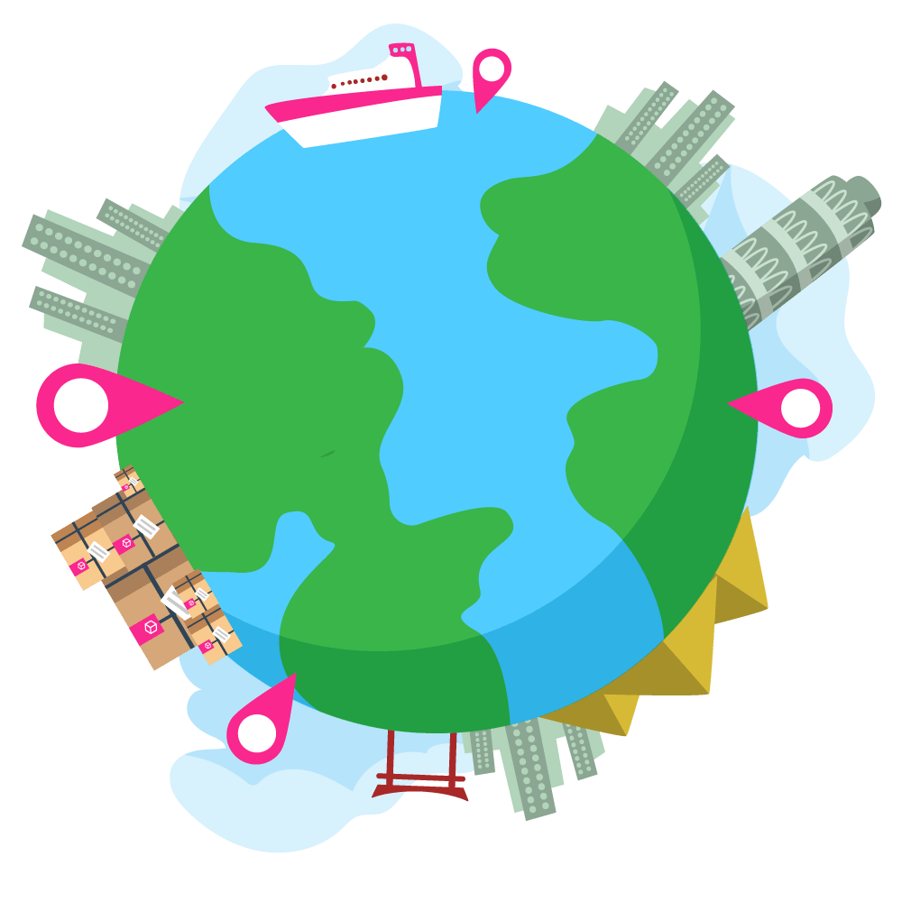 International delivery to destination around the world