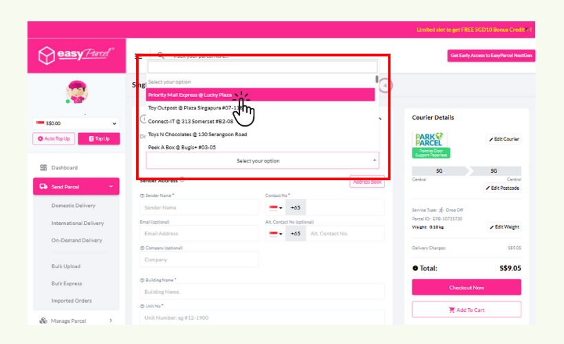 select-the-nearest-dropoff-point-park-n-parcel