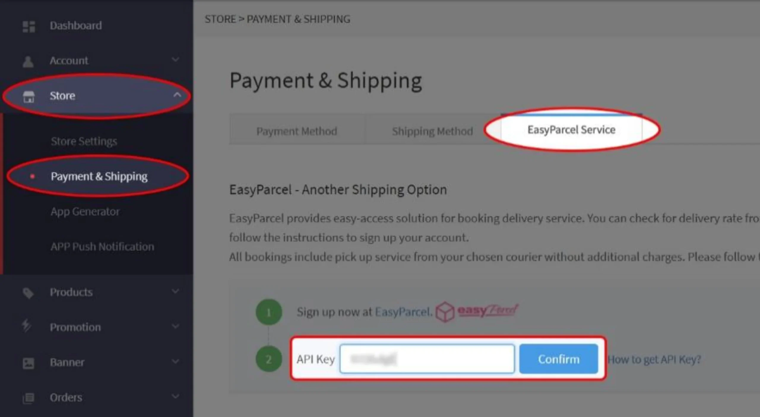 Connect EasyParcel in 91APP