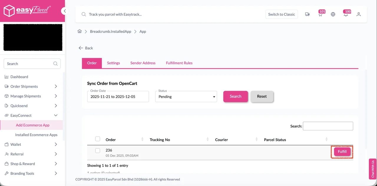 Auto Update Order Status and Tracking Info After Fulfillment- Opencart 5