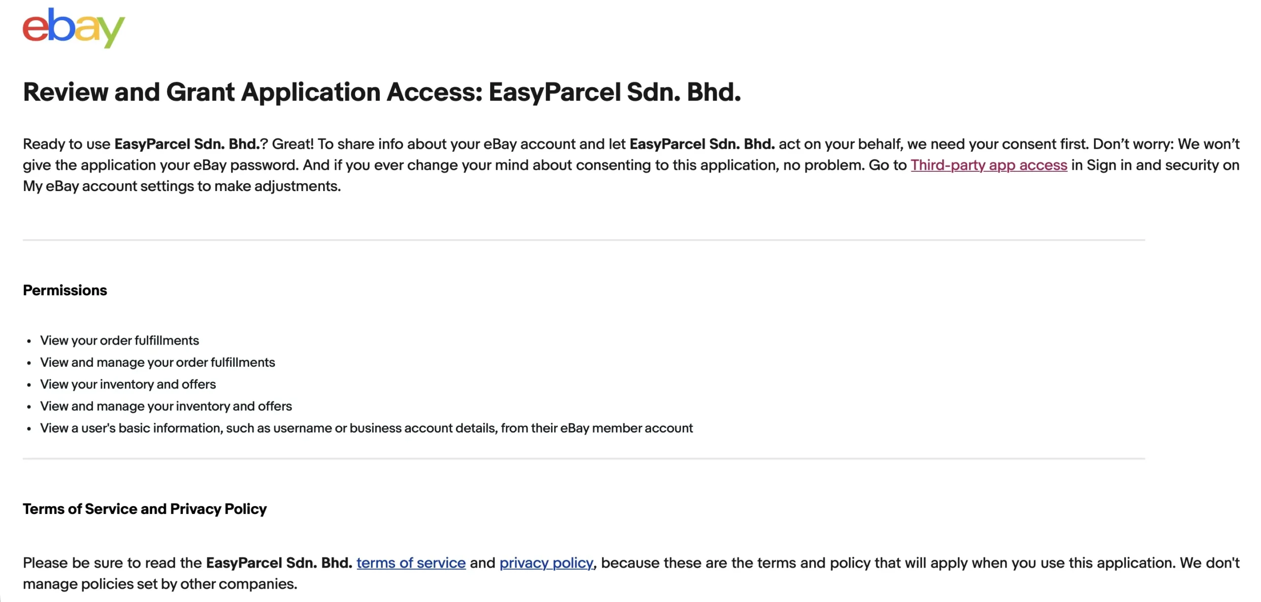 Integrate your Ebay store in EasyParcel website5