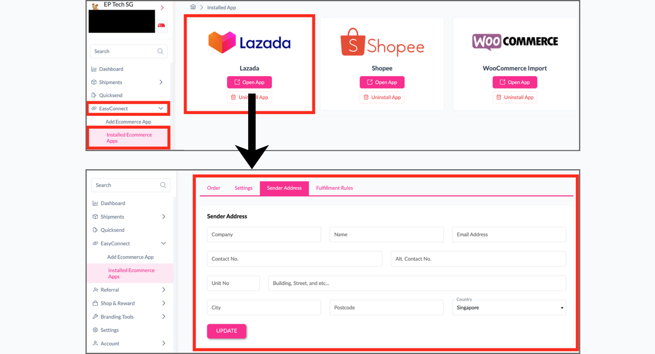 Set Up Sender Details