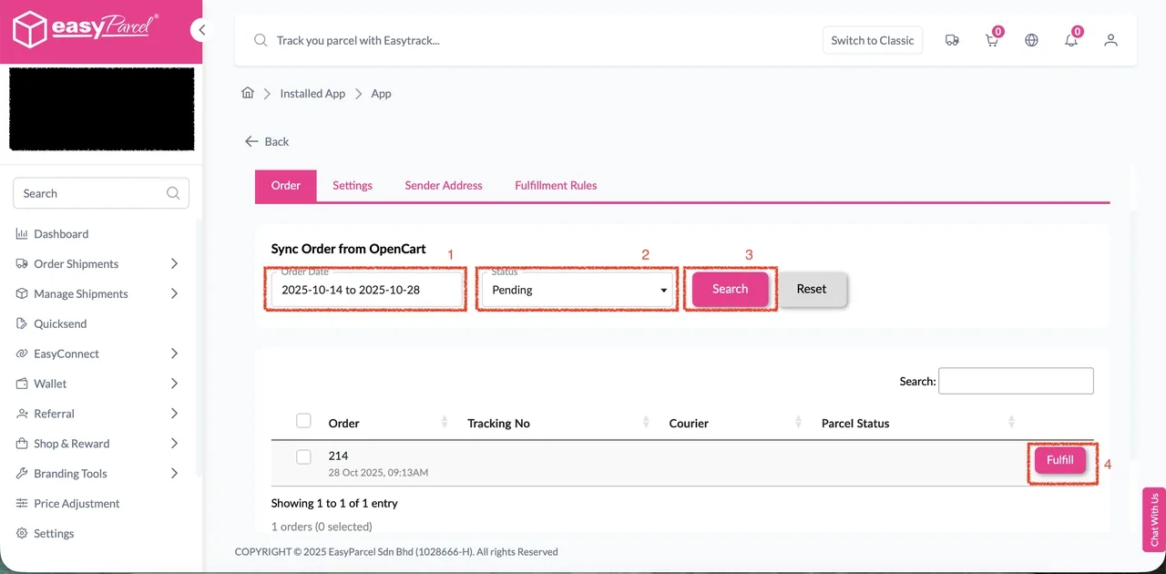 OpenCart - Single Fulfill 1