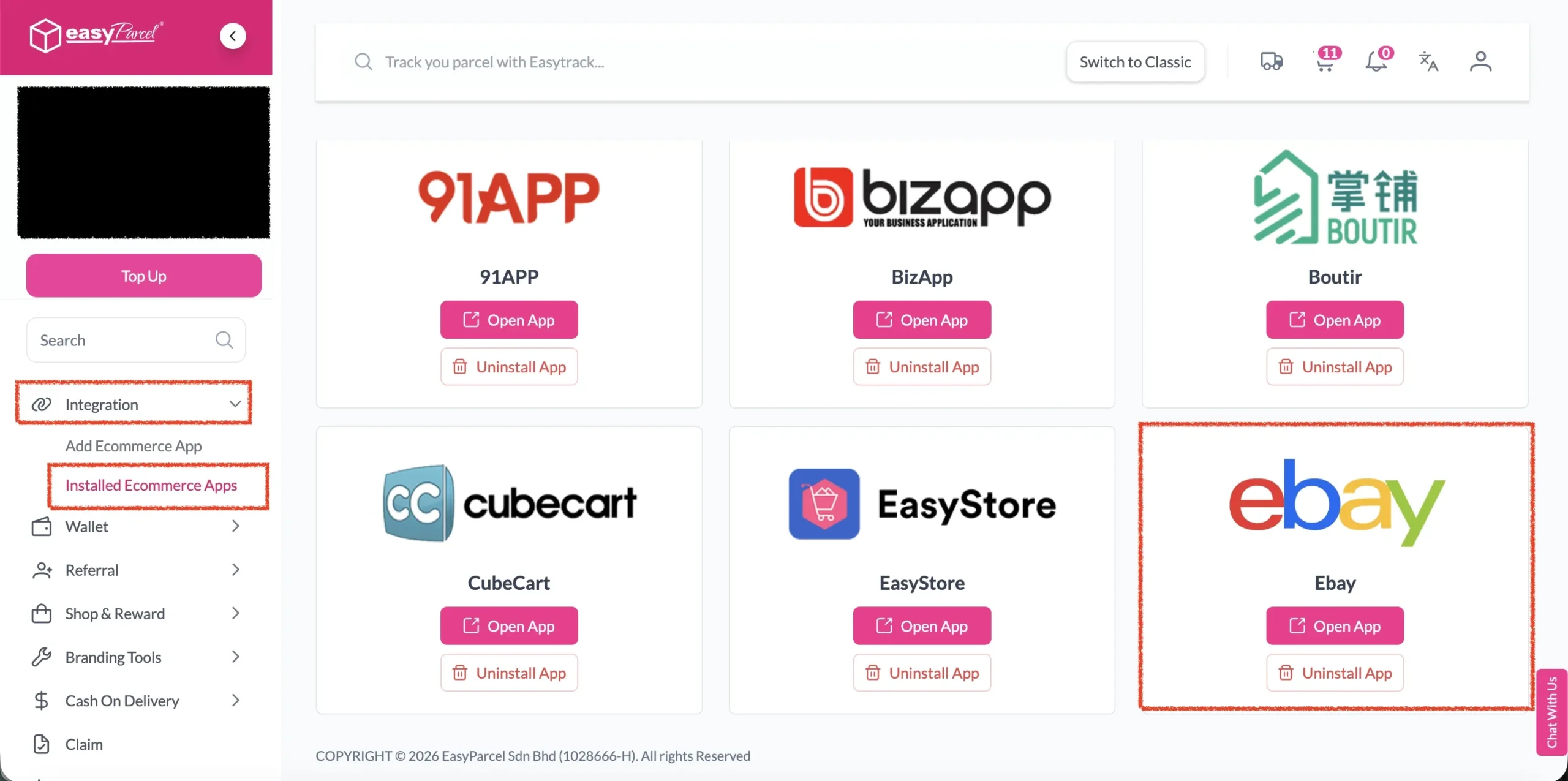 Setup Integrated App Ebay 1
