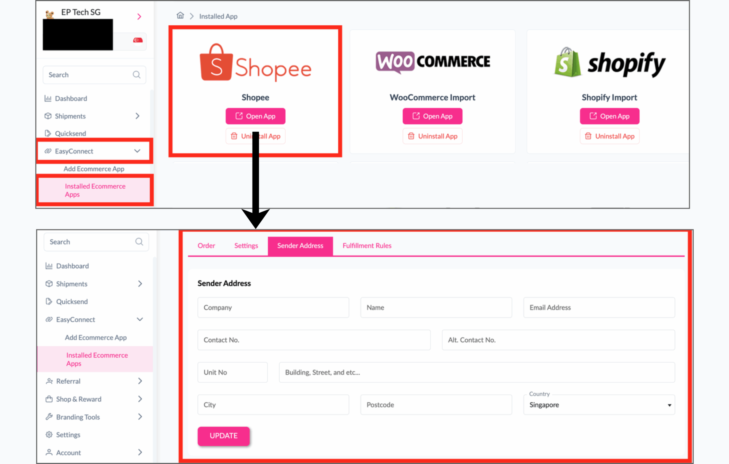 Set Up Sender Details