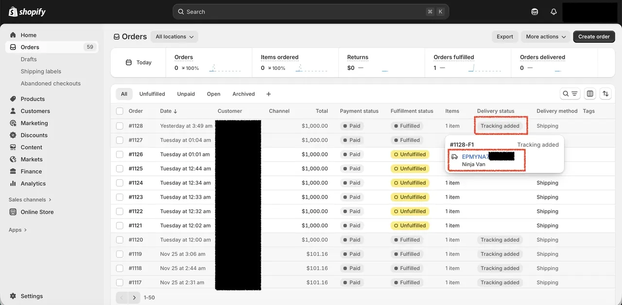 Shopify auto update order status and tracking info after fulfillment 8