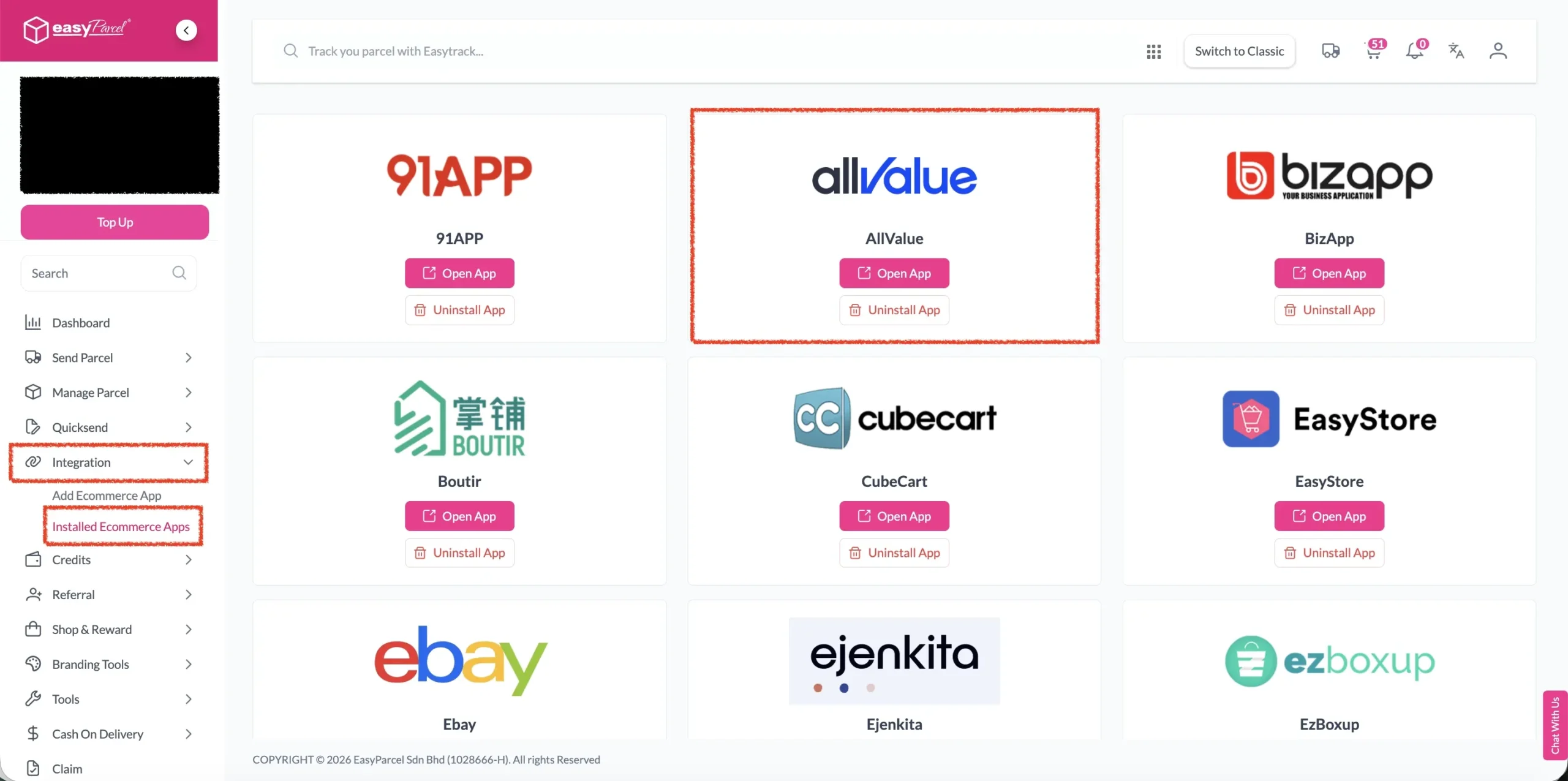 AllValue Set Up integration 1