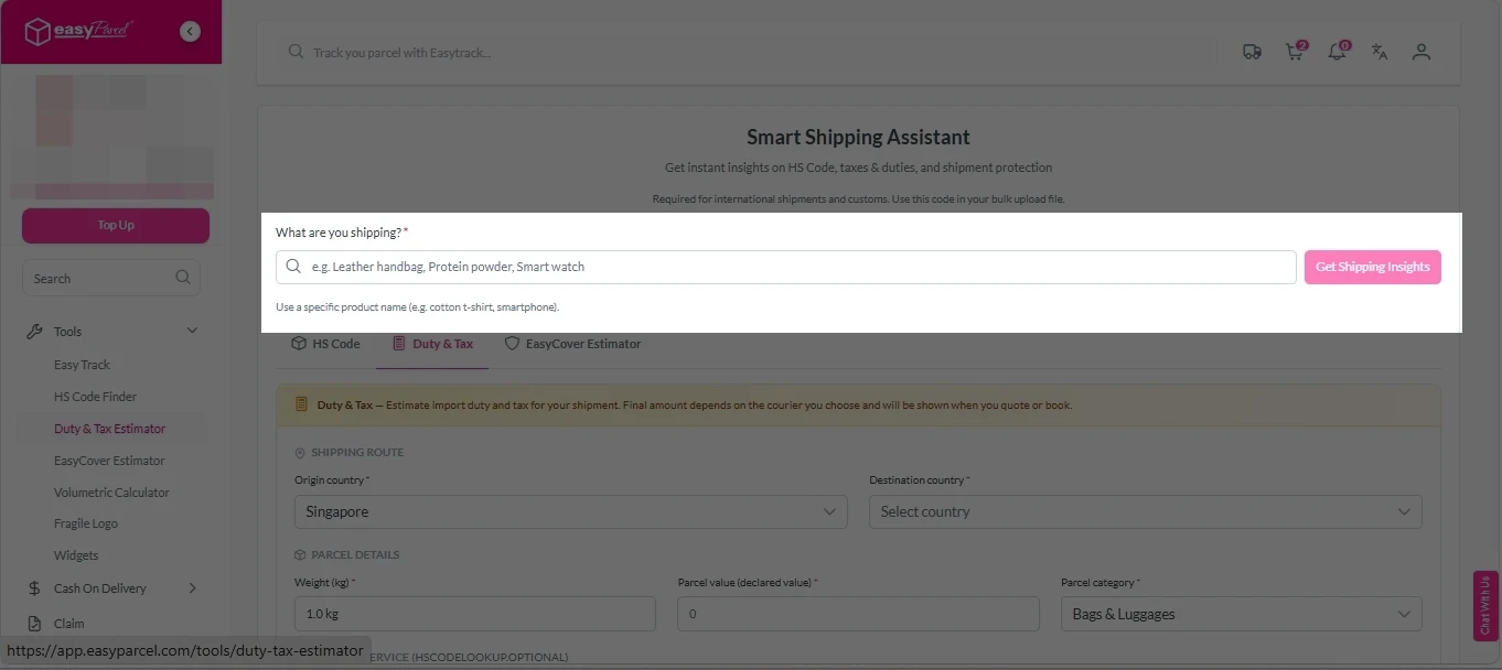 Duty and Tax Estimator 2