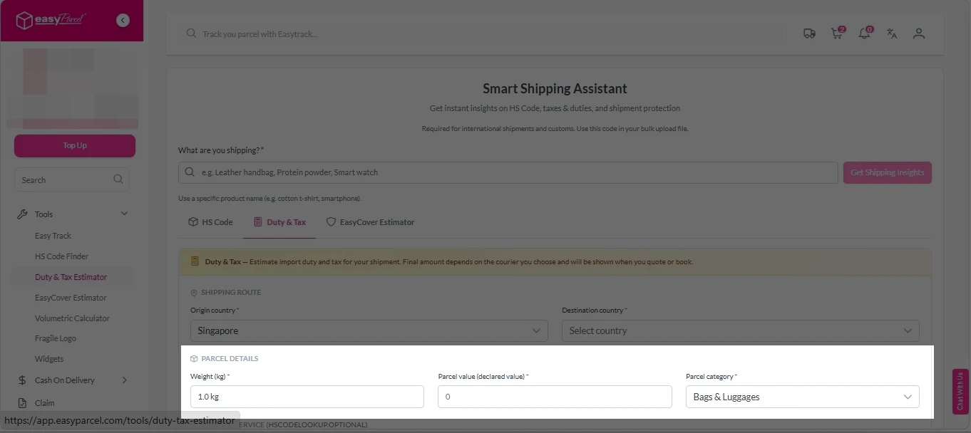 Duty and Tax Estimator 4