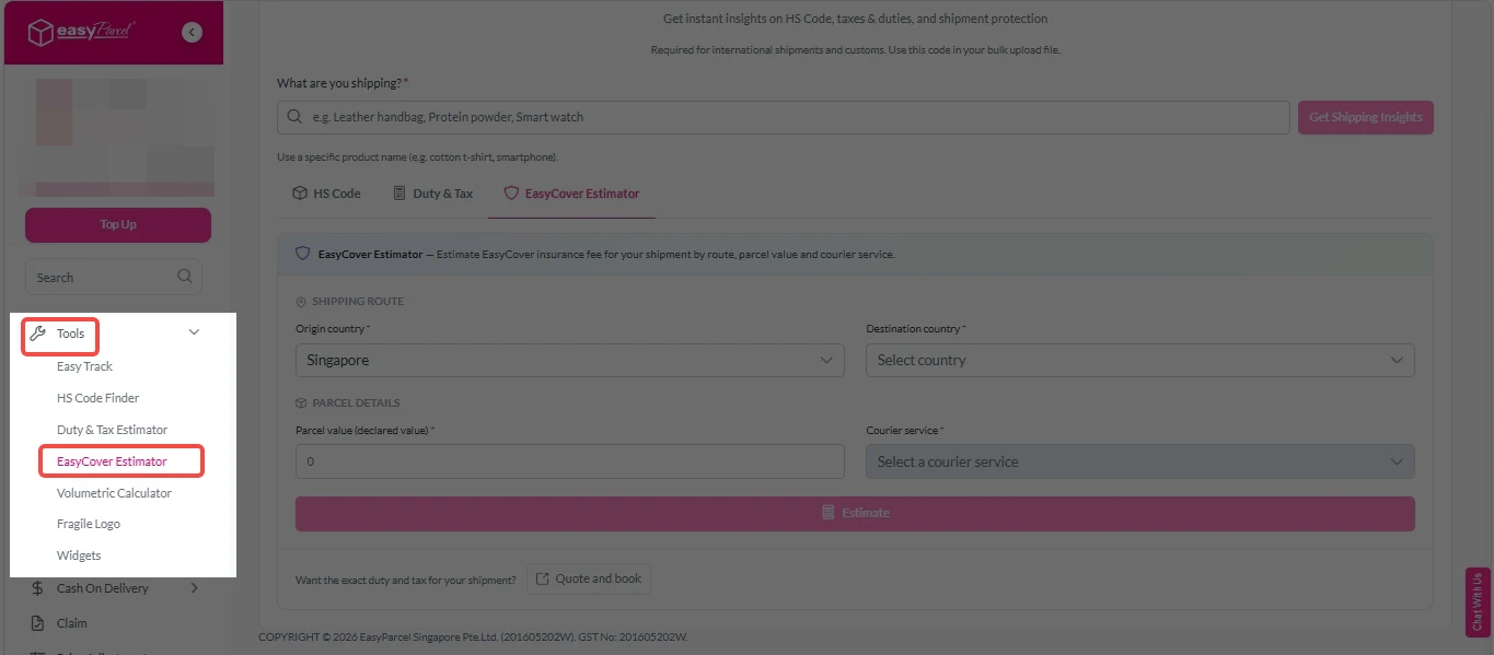 EasyCover Estimator 1
