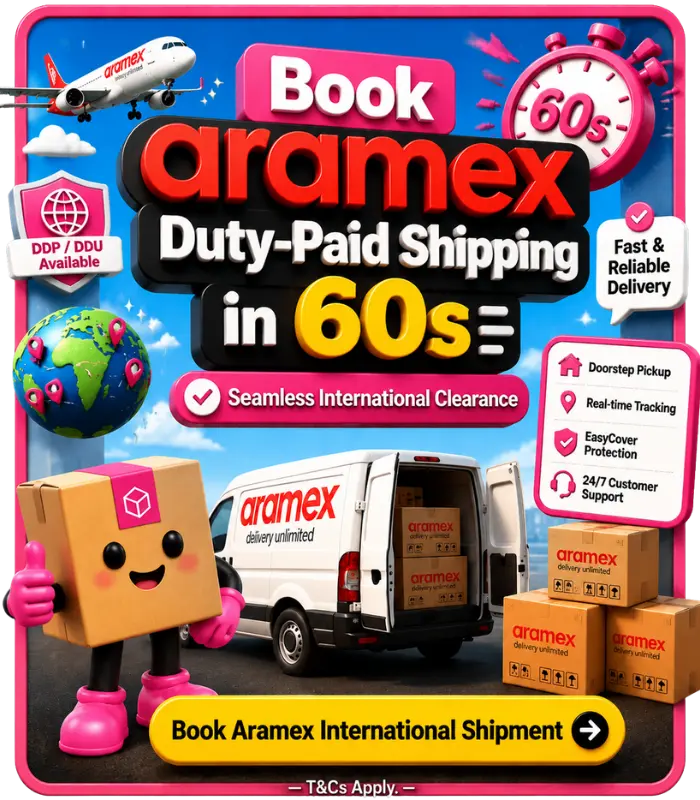 Book Aramex Duty-Paid shipping in 60s with eppy